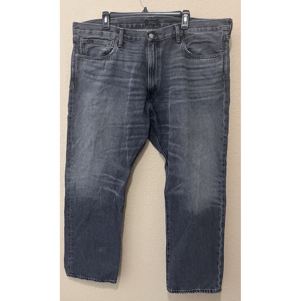 Polo Ralph Lauren Mens Jeans 40x30 Black Gray Hampton Straight Leg 100% cotton - Picture 5 of 14